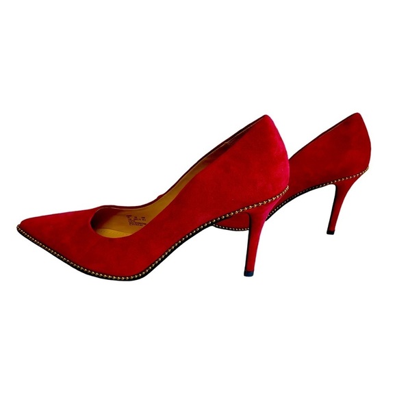 NWT Coach Red Suede Waverly Heels Size 10 š„ - Picture 13 of 14